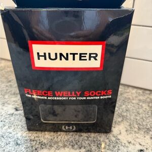 Hunter Fleece Welly Socks in Black Fleece with Cable knit Cuff
